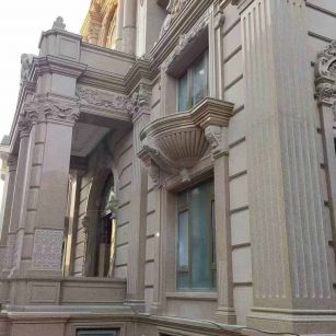 海东 黄金麻花岗岩光面别墅外墙干挂施工完成