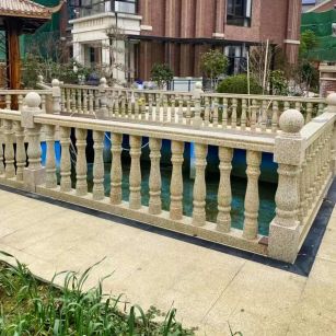 海东黄金麻花岗岩石材栏杆，扶手，将军柱，花瓶柱