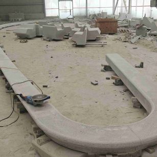 海东 芝麻白花岗岩弧形花坛石，坐凳石