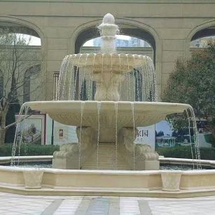 海东 黄金麻花岗岩异型加工——户外庭院石雕流水喷泉