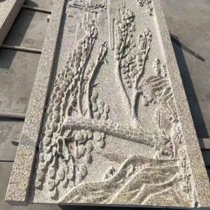 海东 黄金麻雕刻板浮雕迎客松