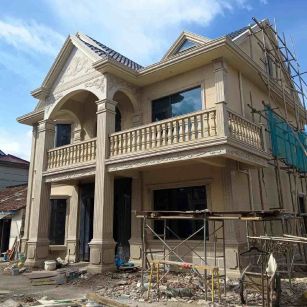 海东 黄金麻花岗岩石材私人别墅雕花门楼柱阳台栏杆