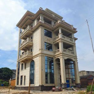 海东 黄金麻花岗岩石材别墅外墙干挂搭配（雕花栏杆花瓶柱门楼罗马柱）