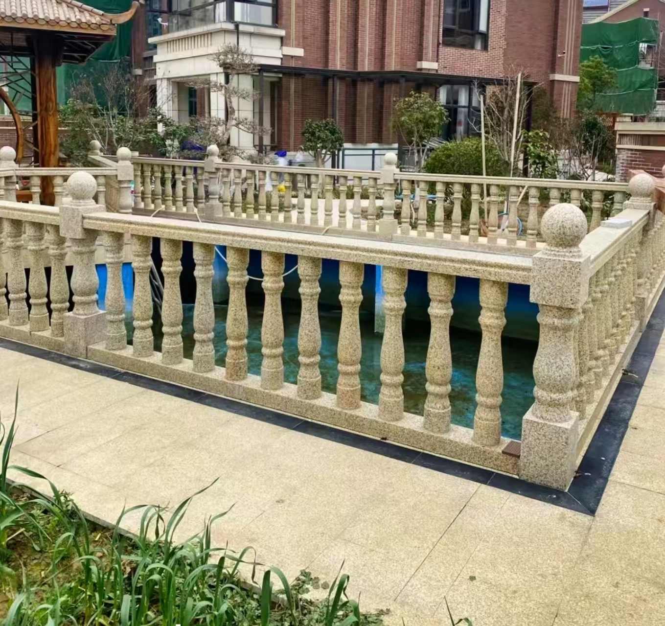 海东黄金麻花岗岩石材栏杆，扶手，将军柱，花瓶柱