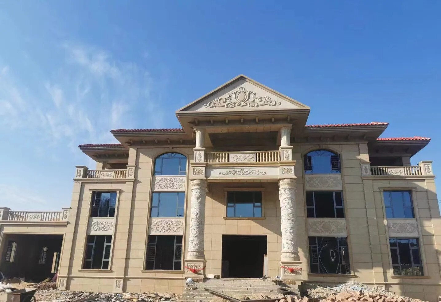 海东 黄金麻花岗岩别墅外墙干挂